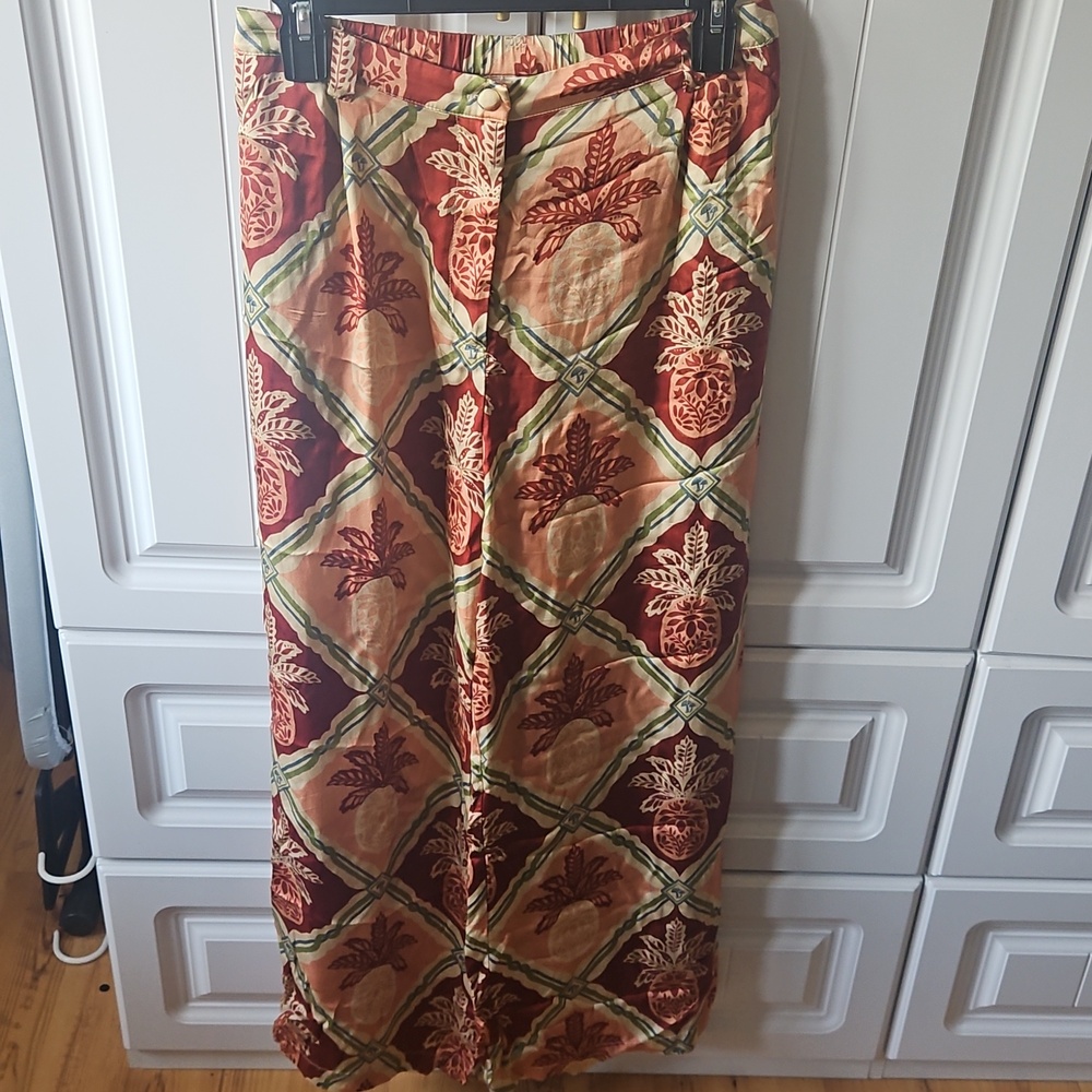 FARM Rio Pineapple Satin Wide-Leg Pants - Picture 6 of 9